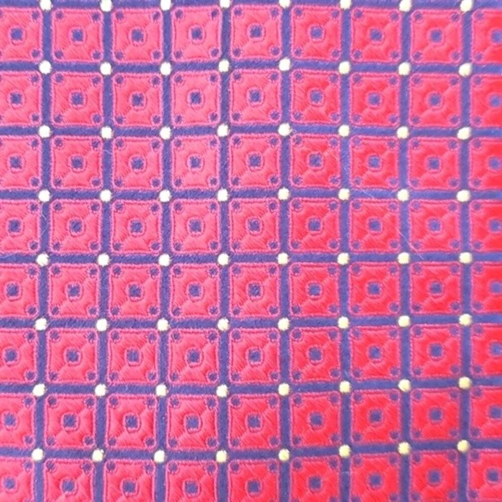 BARBARA BLANK NY 100% SILK EXTRA LONG TIE RED BLUE GEOMETRIC BIG TALL